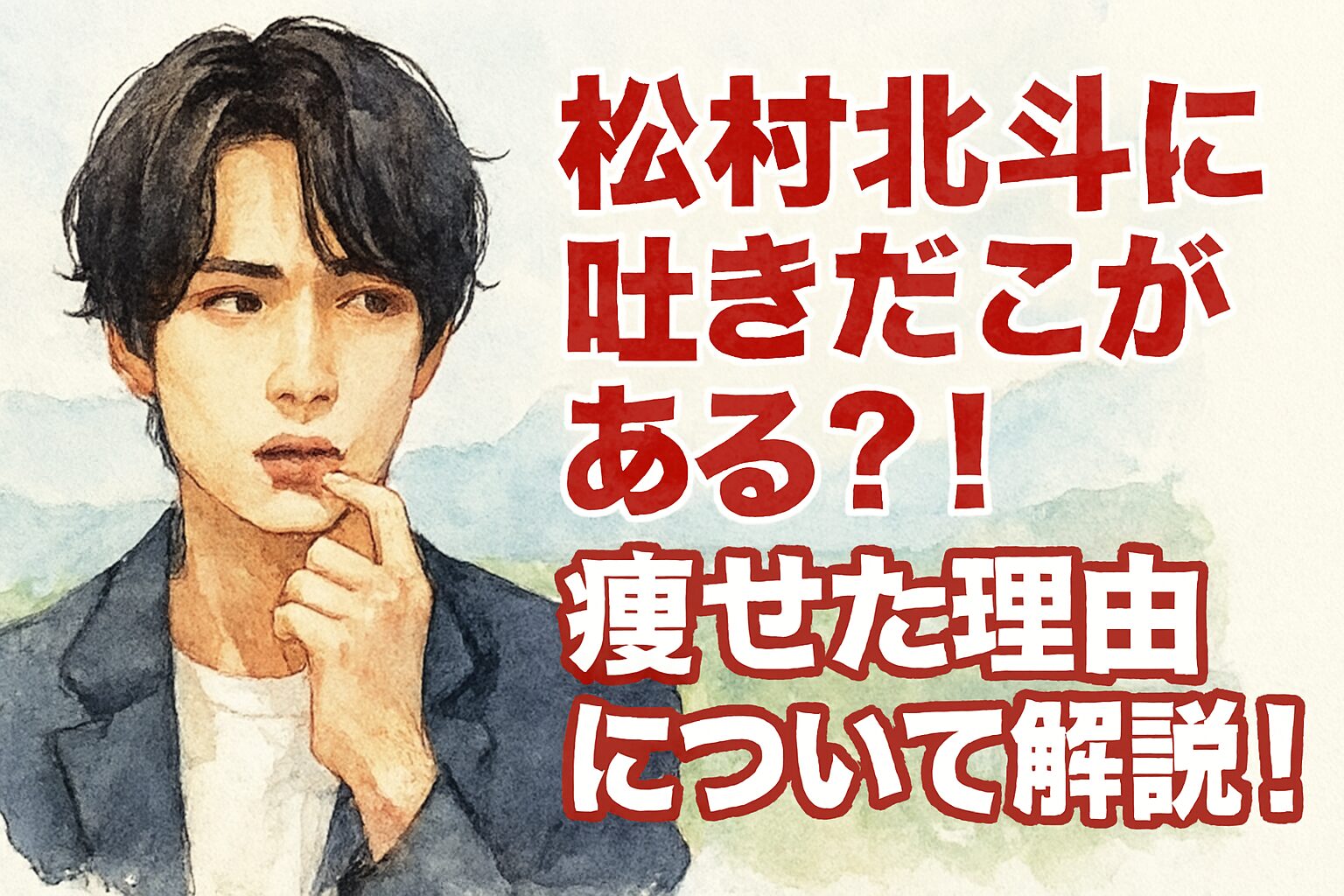 松村北斗に吐きだこがある？！痩せた理由について解説！