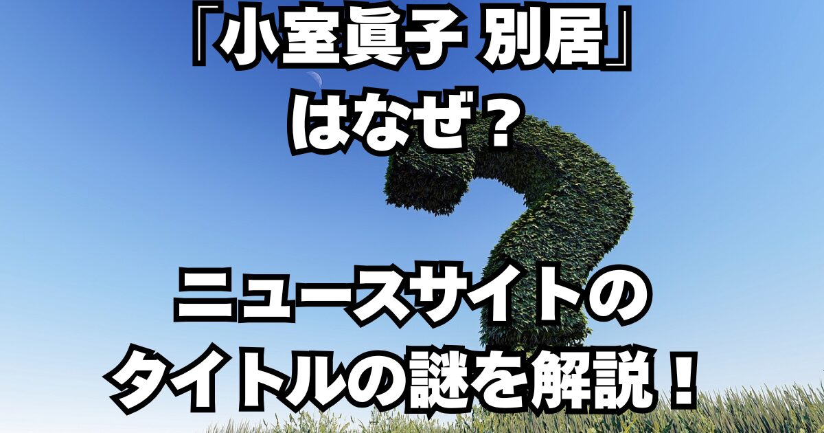 「小室眞子 別居」はなぜ？ニュースサイトのタイトルの謎を解説！