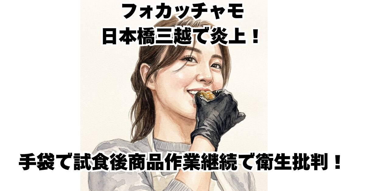 フォカッチャモ日本橋三越で炎上！手袋で試食後商品作業継続で衛生批判！
